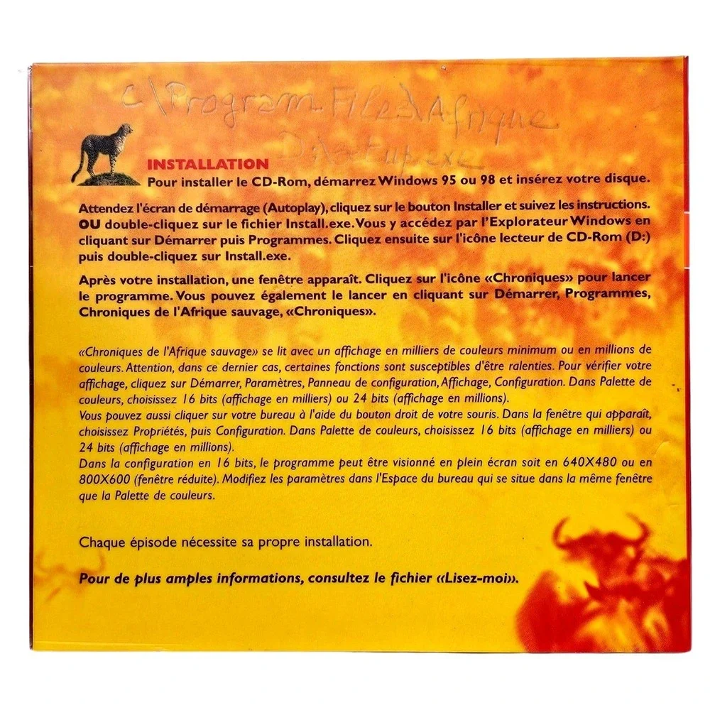 Chroniques de l'Afrique Sauvage PC CD-ROM Game French Nature Documentary Vintage